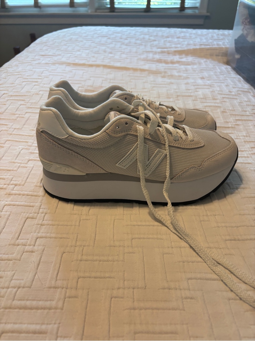 New Balance Women's Cream Platform Sneakers - Picture 5 of 7
